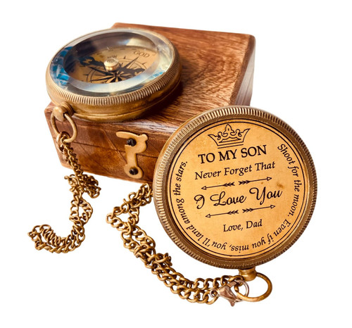 ALADEAN Gift for Son from Mom Dad | Engraved Compass 2" - Father to Son Gifts, Mom to Son Gifts for Graduation, Birthday Baptism Confirmation Communion (to My Son from Dad)