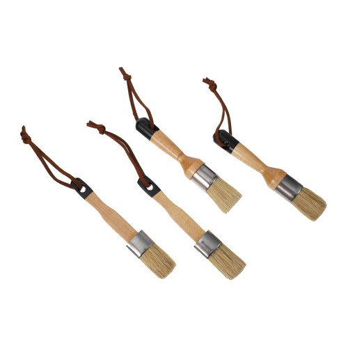 DOITOOL 4 Paint Brush Wax Painting Brush Stiff Fan Brush Chip Brush for Stain Natural Bristle Wax Brush DIY Painting Tool Round Brushes Artiste Brushes Oil Paintbrush Flat Bristle Hair