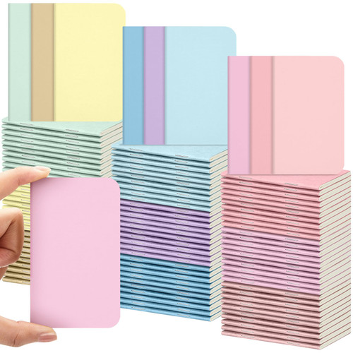Outus 90 Pcs Mini Notebooks Bulk Small Notebook Lined Pocket Notebook 4 x 2.5 Inch Mini Journal Kraft Paper Softcover Pocket Notepad Memo for School Kids Students, 60 Pages 30 Sheets(Candy Color)