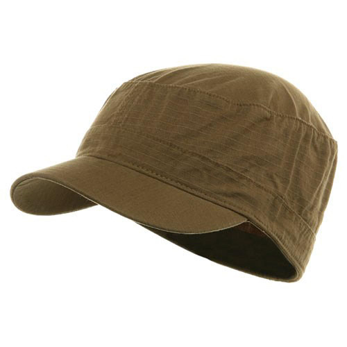 e4Hats.com Fitted Cotton Ripstop Army Cap - Dark Khaki L-XL