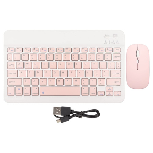 PUSOKEI Wireless Keyboard and Mouse,Rechargeable Bluetooth Keyboard and Mouse Combo,Ultra Slim Portable Compact Wireless Mouse Keyboard Set for Windows, Laptop, PC(Pink)