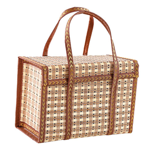 MUSISALY Bamboo Basket Basket Straw Basket Fruit Gift Baskets Picnic Hamper Rattan Grocery Basket Seagrass Rattan Basket Egg Storage Baskets Woven Basket Flower Basket Wicker