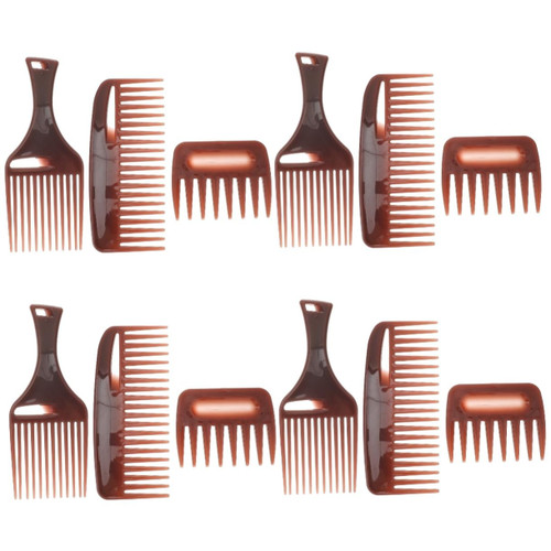 Beavorty 12 pcs hairdressing wide tooth comb hairdressing comb horn hair comb detangling comb wide tooth afro comb hair brush for men curly wig Hair Cutting Combs Africa abs oil head man
