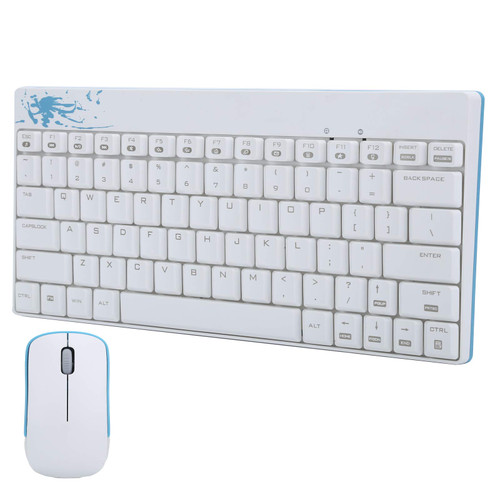 PUSOKEI Keyboard Mouse Combo 1200DPI Keyboard Mouse Set, Wireless Protable Combo, Mini Ultra Thin Silent Keyboard and Mouse for Laptop PC X210 (White)