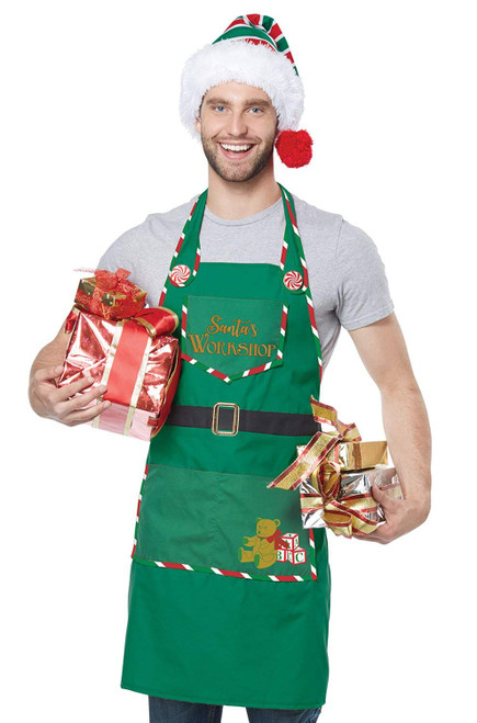 California Costumes unisex adult Santa's Workshop Apron - Sized Costumes, Green, One Size US