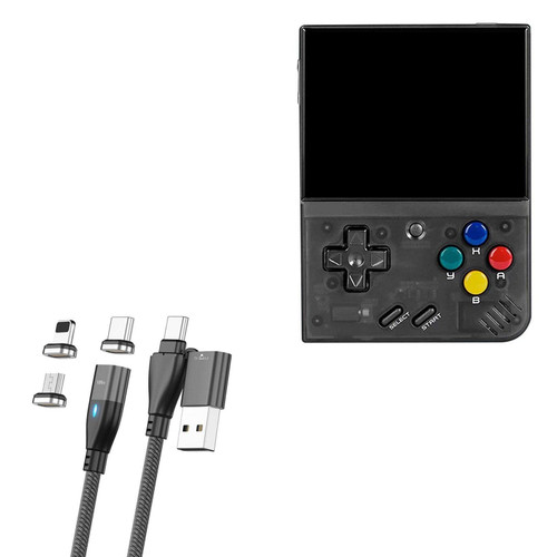 BoxWave Cable Compatible with Miyoo Mini Plus - MagnetoSnap PD AllCharge Cable (100W), Magnet PD 100W Charging Cable USB Type-C Micro USB - Jet Black