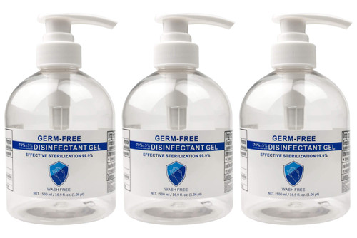 Hand Sanitizer Gel with Pump 16 Ounce, 3 Pack Moisturizing Gel Hand Wash, Antibacterial Disinfectant Kills Germs