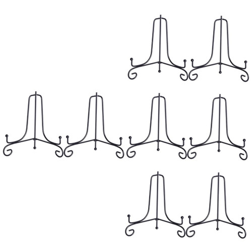ifundom 8 Pcs Wrought Iron Photo Frame Stand Dish Display Holder Plate Stands Picture Frame Decorative Plate Stand Picture Stands for Photo Display Easel Holder Iron Easel Rack Shelf Paint