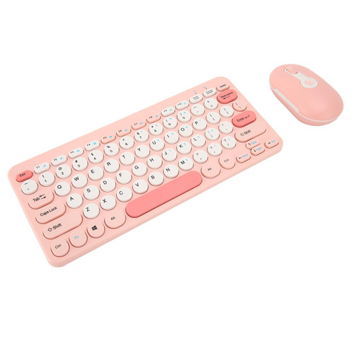 Dpofirs Wireless Keyboard and Mouse Combo, Full Sized Ergonomic Computer Keyboard, Slim Round Keycaps, Mute Ergonomic Keyboard Mouse Set for Computer Laptop (Pink)