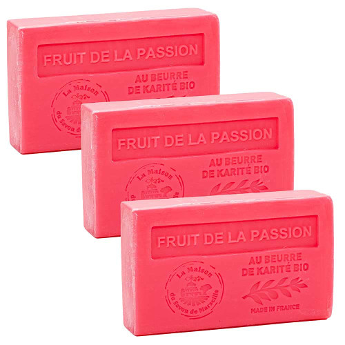 Maison du Savon French Soap, Set of 3 x 125g - Passion Fruit - Shea Butter - La de Marseille Maison du Savon French Soap, Set of 3 x 125g - Passion Fruit - Shea Butter - La de Marseille