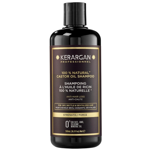 KERARGAN - Anti-Hair Loss Shampoo with Castor Oil - Strengthens & Promotes Growth - Dry & Brittle Hair - Enriched with Keratin, Argan Oil, Aloe Vera - Sulfate, GMO & Silicone-Free - 16.9 fl oz