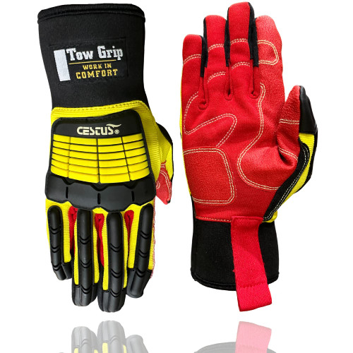 Cestus Tow Grip, Impact Gloves, Kevlar Stitched, Textured PVC Palm Support, Work Gloves Men, EN388 3223 (2X-Large)