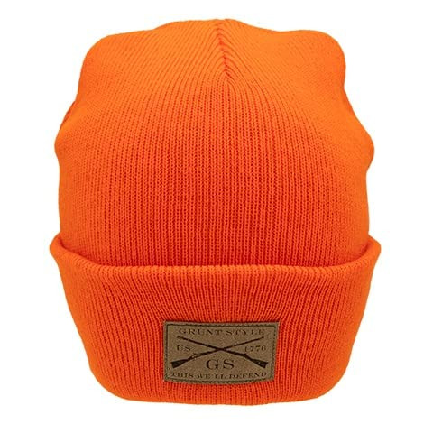 Grunt Style Bright Orange Cuffed Beanie (One Size, Orange)