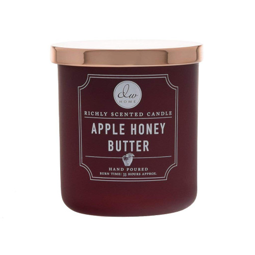 DW Home Hand Poured Richly Scented Medium Single Wick Frosted Glass Candle with Metal Lid, (9.3 oz) (Apple Honey Butter)