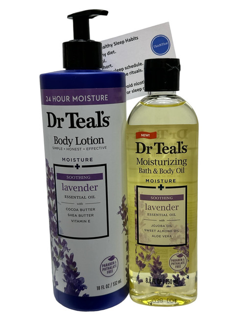 ThisNThat Dr Teals Moisture + Soothe & Sleep Lavendar Bundle Tip Card, (1) 18oz Body Lotion & (1) 8.8oz Bath & Body Oil ThisNThat Dr Teals Moisture + Soothe & Sleep Lavendar Bundle Tip Card, (1) 18oz Body Lotion & (1) 8.8oz Bath & Body Oil
