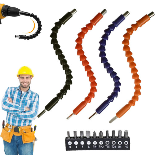 LONGLUAN Superbit - Superbit Screwdriver Flexible, Flexible Drill Bit Extension, Super Bit Bendable, Superbit Bends and Twists 360 Degrees, Super Bit Drill from Any Angle (4PCS-Mix)