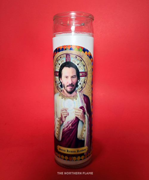 Saint Keanu Reeves Celebrity Prayer Candle Humorous Funny Prayer Candle Keanu Reeves Gift Keanu Reeves Candle Birthday Gift for Her Gift for Him