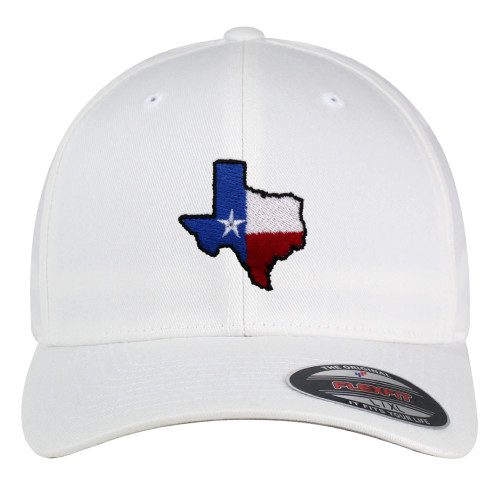 JPAK Flexfit Texas Embroidered Baseball Cap Map Flag White