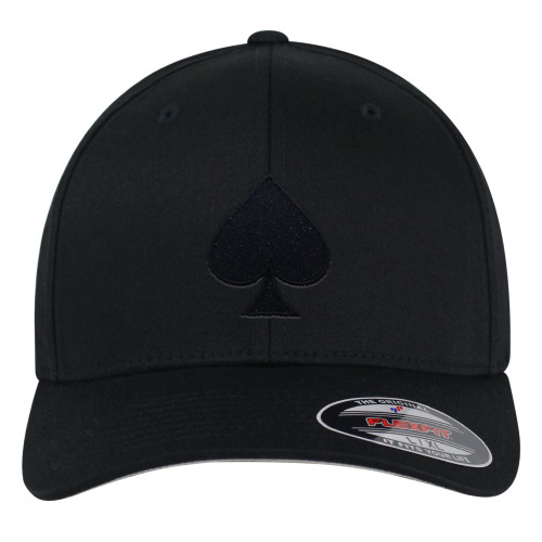 JPAK Flexfit Spade Embroidered Baseball Cap Poker Black