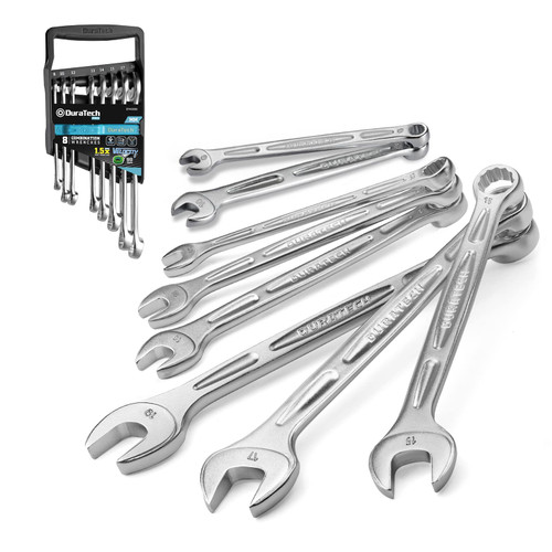 DURATECH 8-Piece Combination Wrenches Set, Metric Wrench Sets 8mm to 19mm,12-Point, with Wrench Organizer