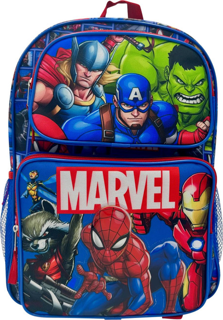Marvel Superheroes 16" Licensed Cargo School Backpack For Boys (Avengers Blue-Red)