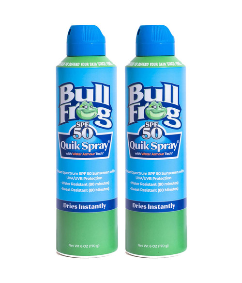 Bullfrog Quik Spray Sunscreen SPF 50 | Oxybenzone & Octinoxate Free | Broad Spectrum Moisturizing UVA/UVB, 2 pack Bullfrog Quik Spray Sunscreen SPF 50 | Oxybenzone & Octinoxate Free | Broad Spectrum Moisturizing UVA/UVB, 2 pack