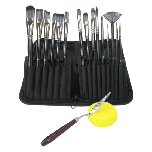 Acrylic Paint Brush Set with 15Pcs Different Shapes and Sizes Paint Brushes for Acrylic Watercolor Oil Creative Body Paint with Portable Carrying Case,Palette Knife and Sponge Acrylic Paint Brush Set with 15Pcs Different Shapes and Sizes Paint Brushes for Acrylic Watercolor Oil Creative Body Paint with Portable Carrying Case,Palette Knife and Sponge