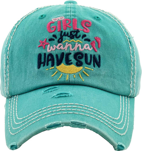 Patch Hat: Girls Just Wanna Have Sun - Teal