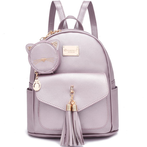 I IHAYNER Girls Fashion Backpack Mini Purse Backpack for Women Small Leather Backpack Purse for Teen Girls with Coin Purse and Tassel Pearl Purple