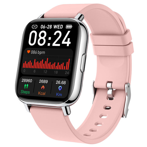 Smart Watch for Women, Smartwatch for Android iPhone Fitness Tracker 1.69" Touch Screen Fitness Watch IP68 Waterproof Activity Tracker Heart Rate Monitor Pedometer Watches Calorie Sleep Monitor Pink