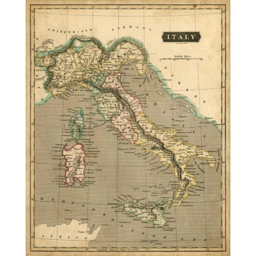 ArtDirect Thomsons Map of Italy 16x20 Large Unframed Art Print Poster Ready for Framing by Thomson