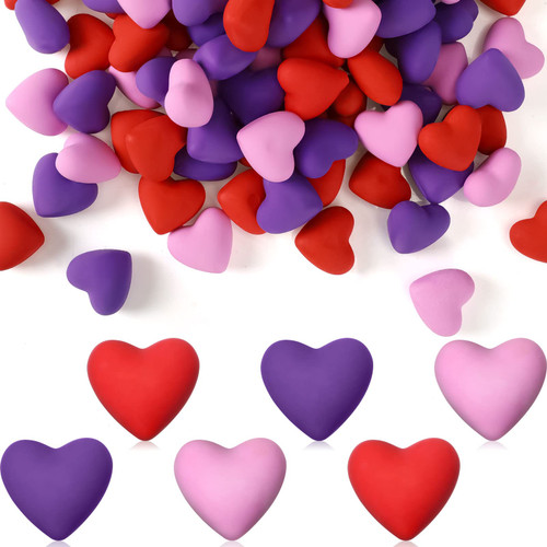 120 Pieces Valentine Erasers Red Heart Erasers Valentines Day Erasers for Kids Mini Heart Shaped Erasers Holiday Erasers for Valentine's Day Party Favors School Classroom Student, Red, Pink, Purple
