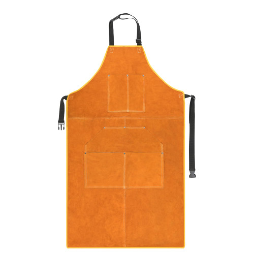 hynade Leather Welding Apron Heat Flame Resistant 6 Pockets Welding Work Apron,Heavy Duty Bib Apron for Woodworking Blacksmith and Welding Work Shop