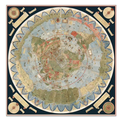 Flat Earth Map of The World 1587 Urbano Monte -Tavola Earth Art Poster - Flat Earth Gifts beyond the Ice Wall Map - Unframed Poster Print (16" x 16")