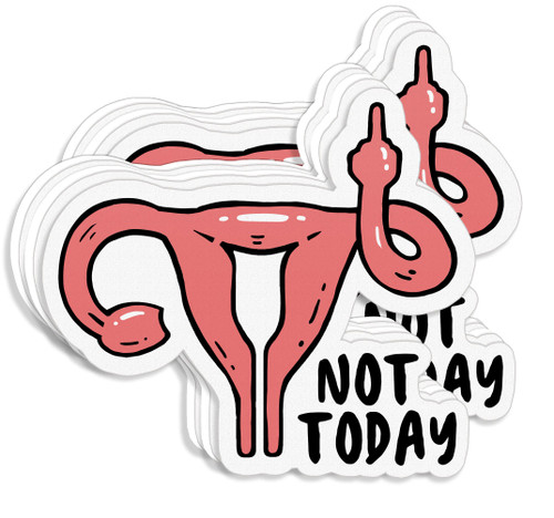 Not Today Angry Uterus Sticker for Women's Rights, Funny Feminist Sticker, Female Reproductive Rights Protest Stickers, 3" WATERPROOF Vinyl Decal for Water bottle, laptop or car (Set of 12 Stickers)