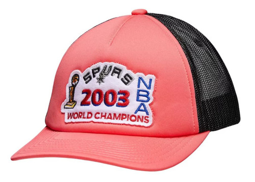 Mitchell & Ness San Antonio Spurs World Champions 2003 Trucker Mesh Snapback Hat Cap - Pink