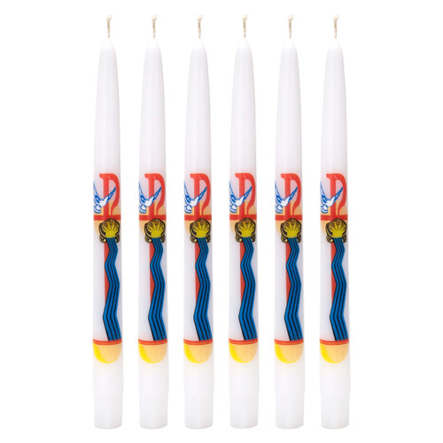 Mega Candles 6 pcsUnscented Water and The Holy Spirit Religious Baptismal Taper Candle, 10 Inch x 7/8 Inch Diameter, Self Fitting Ends, Great for Baptism & More