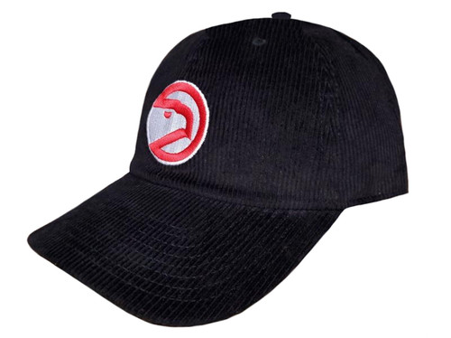 Mitchell & Ness Atlanta Hawks Corduroy Buckle Strap Adjustable Hat Cap - Black Mitchell & Ness Atlanta Hawks Corduroy Buckle Strap Adjustable Hat Cap - Black