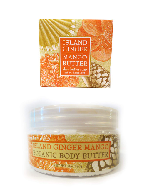 Greenwich Bay Trading Co. Island Ginger Mango Shea Butter Soap and Body Butter Gift Set