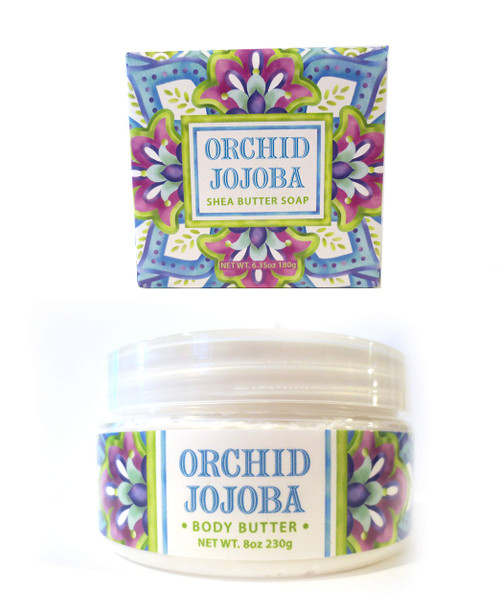 Greenwich Bay Trading Co. Orchid Jojoba Shea Butter Soap and Body Butter Gift Set