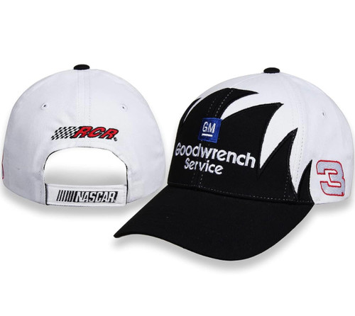 NASCAR Dale Earnhardt Sr #3 Sharktooth GM Goodwrench Service Plus Adult Swoosh Sponsor Hat White Black NASCAR Dale Earnhardt Sr #3 Sharktooth GM Goodwrench Service Plus Adult Swoosh Sponsor Hat White Black