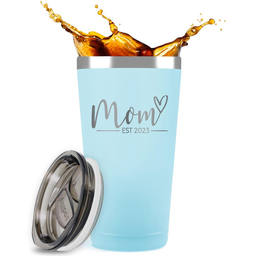 New Mom Gifts for Women - Mom Est. 2023, Mom Tumbler Seaside 16 oz - Sentimental Gifts for Mom - First Mothers Day Gifts - New Mom Gifts for Women After Birth - Pregnancy Gifts for First Time Moms