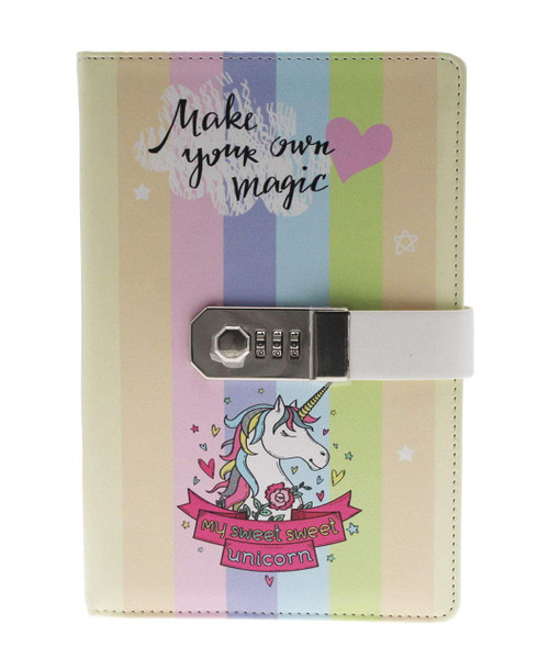 A5 Cute Unicorn Girl Diary Notebook Thicken Password Notebook PU Leather Travel Journal Diary Writing Planner Notepad