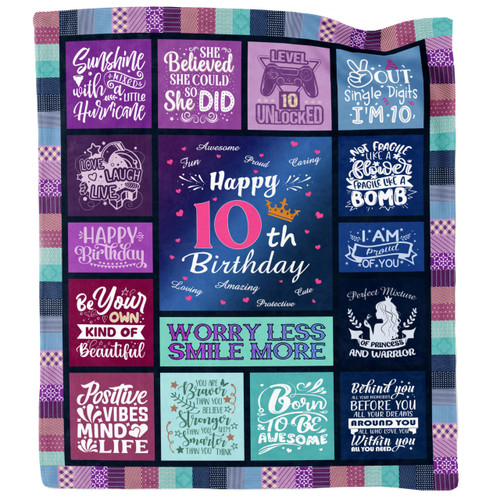 FTEFueie 10 Year Old Girl Birthday Gifts, Gifts for 10 Year Old Girls, 10th Birthday Gifts for Girl, Birthday Gifts for 10 Year Old Girl, 10th Birthday Decorations for Girls Throw Blanket 60"X50"
