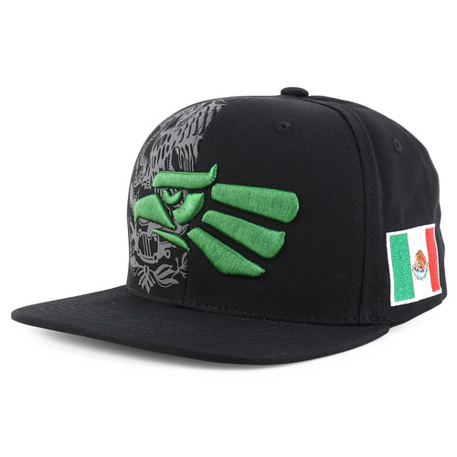 Trendy Apparel Shop Hecho En Mexico Eagle 3D Embroidered Flat Bill Snapback Cap - Black Green