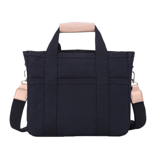 Women Multi-pocket Canvas Tote Bag Durable Large Capacity Crossbody Handbag Casual Practical Shoulder Bag with Compartments
