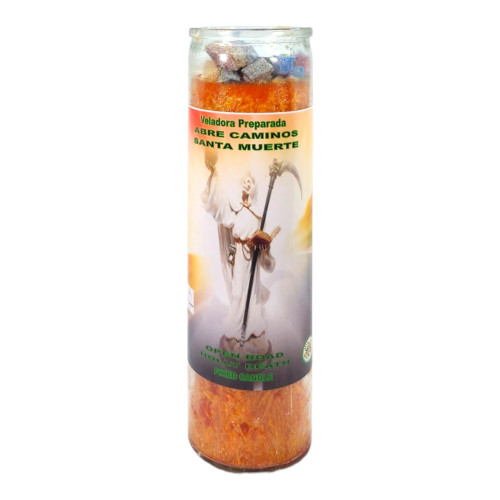 HOLY Death Road Opener-Palm Wax Spiritual Intention Spell Candle-[Orange] | Vela CASA ESOTERICA PERFUMADA- (ABRE CAMINOS Santa Muerte)