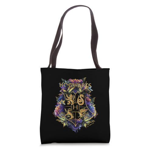 Harry Potter Hogwarts Floral Shield Crest Logo Tote Bag