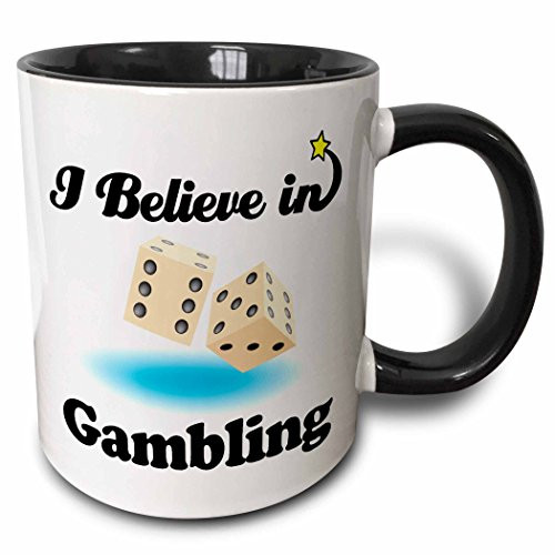 3dRose 105163_4 I I Believe In Gambling Two Tone Black Mug, 11 oz, White