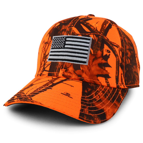 Armycrew XXL Grey American Flag Embroidered Hunting Camouflage Baseball Cap - Blaze - 2XL